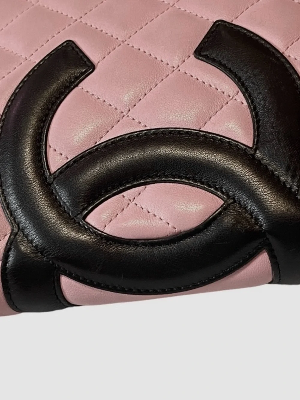 Authentic Chanel Cambon Crossbody Pink Black quilted CC Lambskin SALE!!